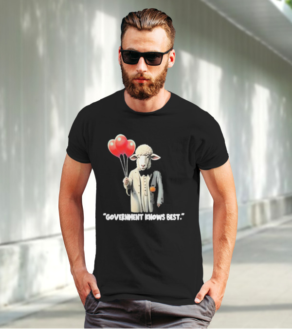 Funnyahhtees Government Knows Best Sheep Holding Balloons T-Shirt