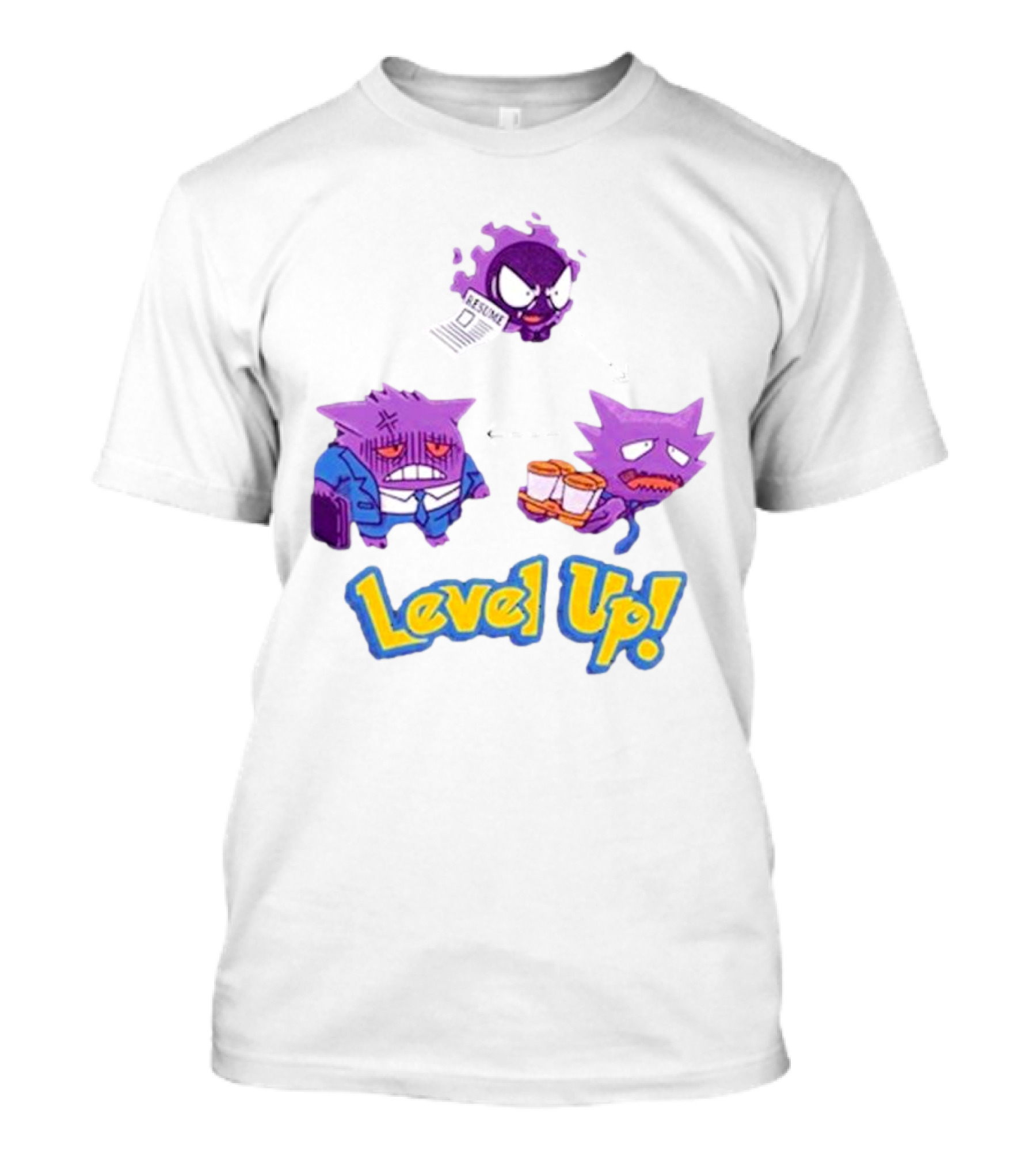 Gengar Evolution Level Up Journey With Resume And Briefcase T-Shirt