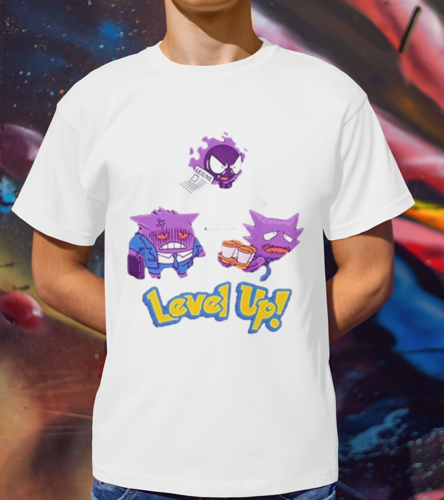 Gengar Evolution Level Up Journey With Resume And Briefcase T-Shirt