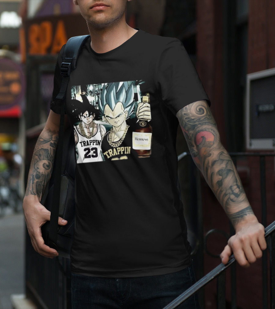 Trappin 23 Goku And Vegeta With Hennessy Bottle T-Shirt