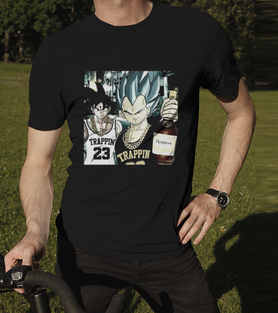 Trappin 23 Goku And Vegeta With Hennessy Bottle T-Shirt
