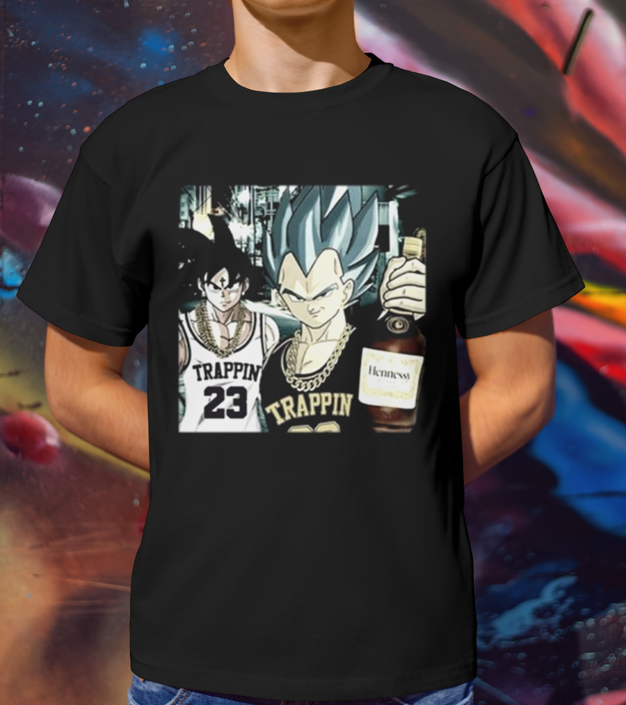 Trappin 23 Goku And Vegeta With Hennessy Bottle T-Shirt