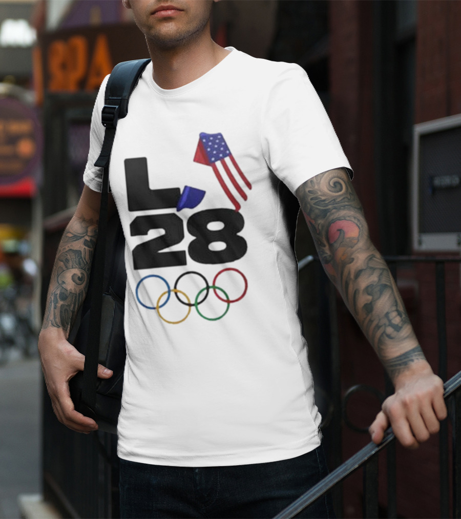 LA 28 Olympics American Flag Rings T-Shirt