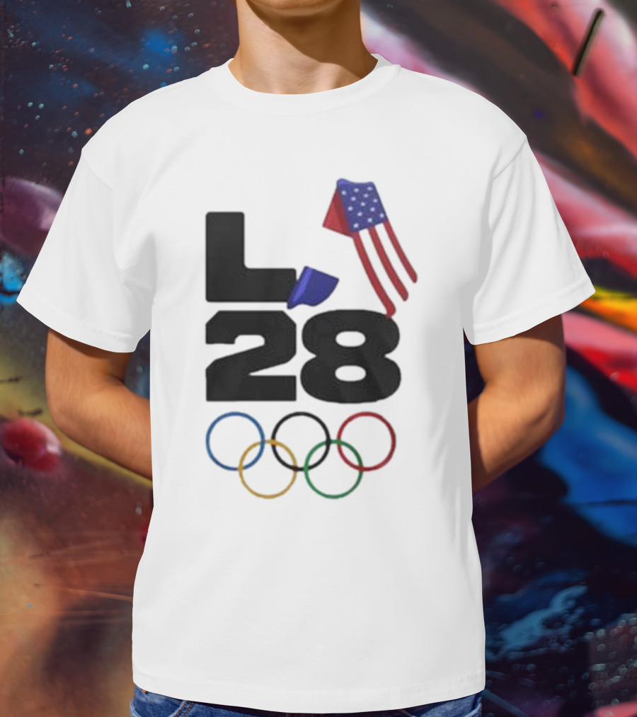 LA 28 Olympics American Flag Rings T-Shirt