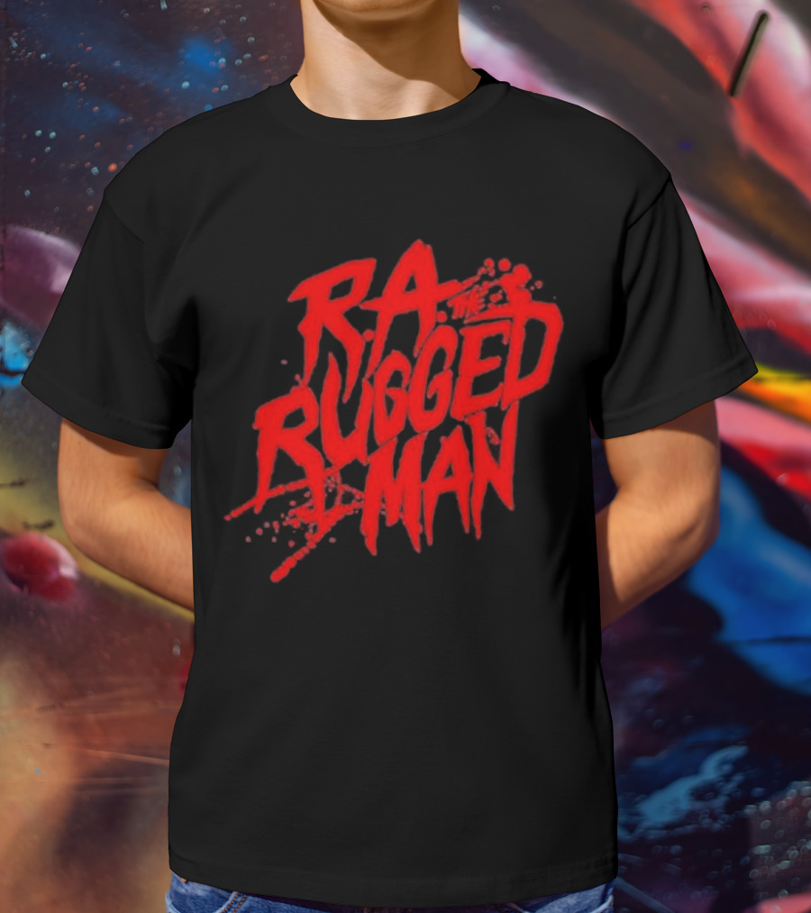 RA The Rugged Man Splattered Text T-Shirt