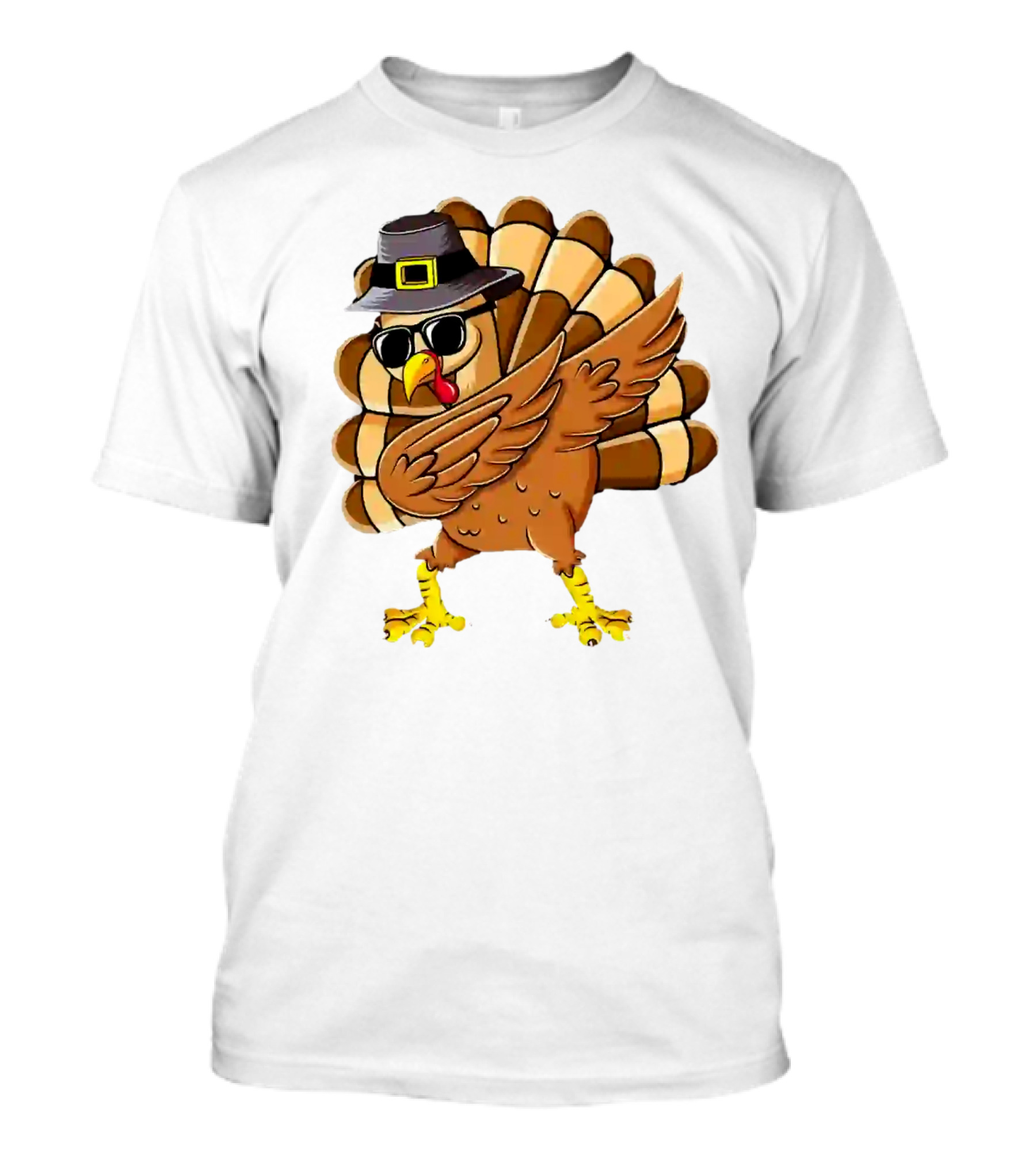 Dabbing Turkey Thanksgiving Day Pilgrim Hat Funny Dab T-Shirt
