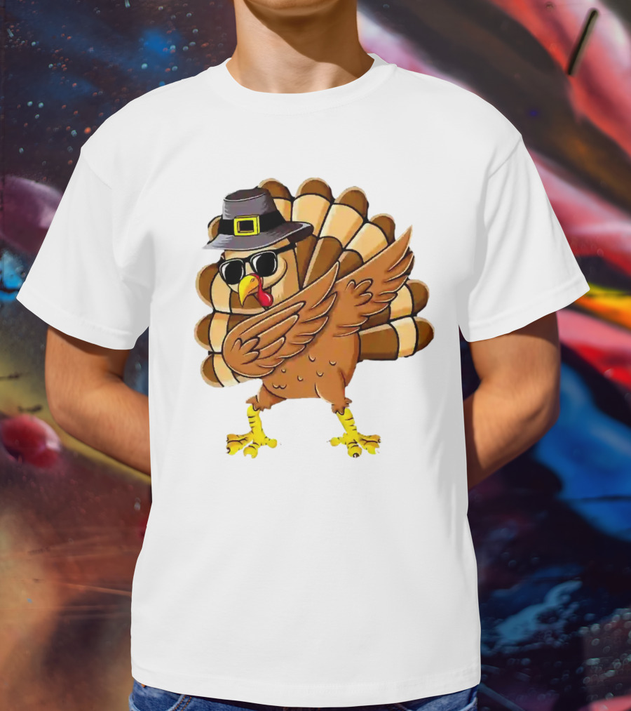 Dabbing Turkey Thanksgiving Day Pilgrim Hat Funny Dab T-Shirt
