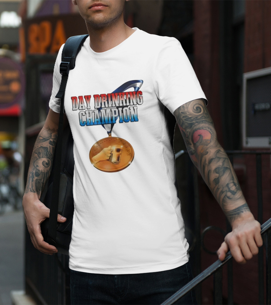 Day Drinking Champion Medal Beer Mug Fun T-Shirt