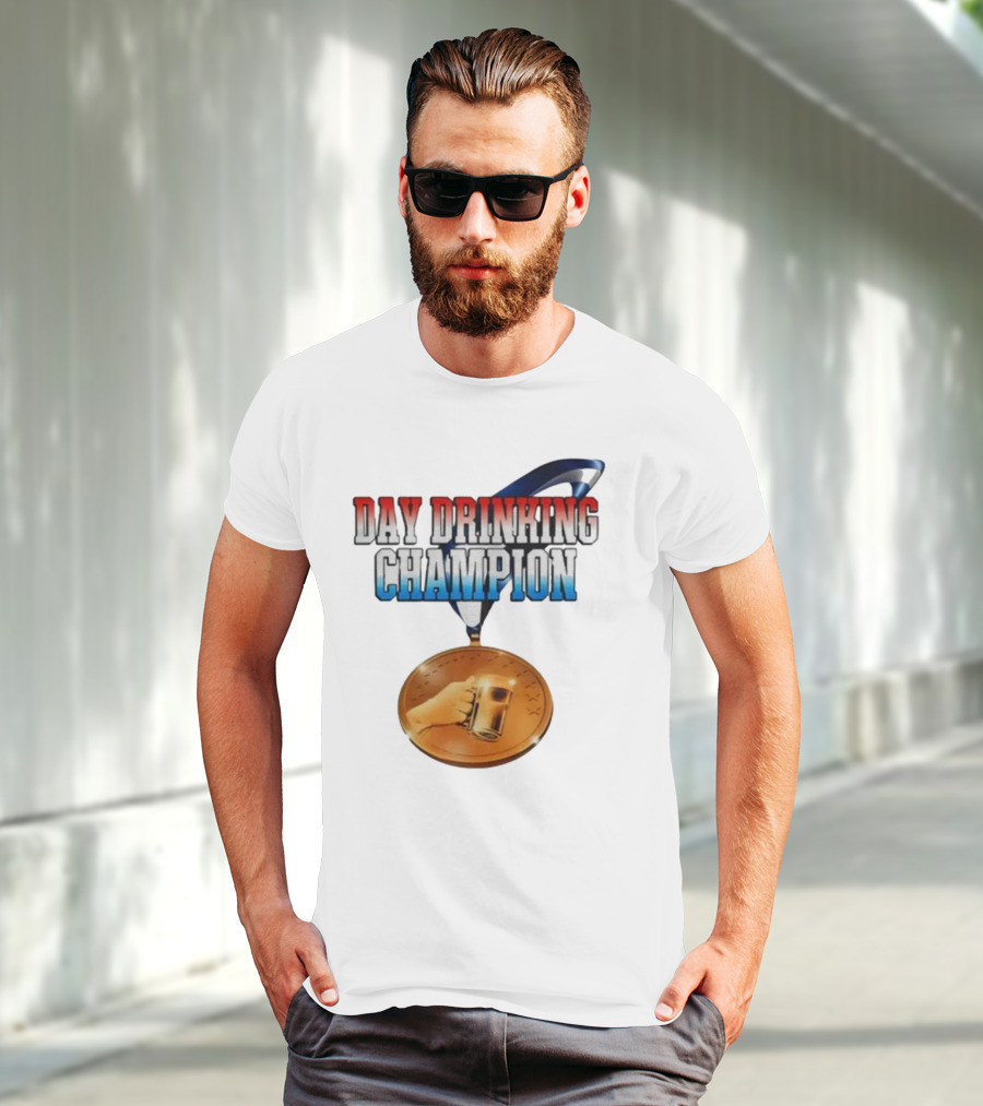 Day Drinking Champion Medal Beer Mug Fun T-Shirt