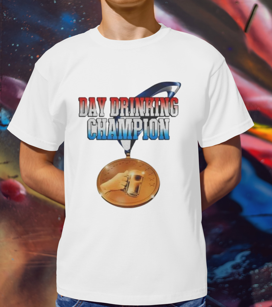 Day Drinking Champion Medal Beer Mug Fun T-Shirt