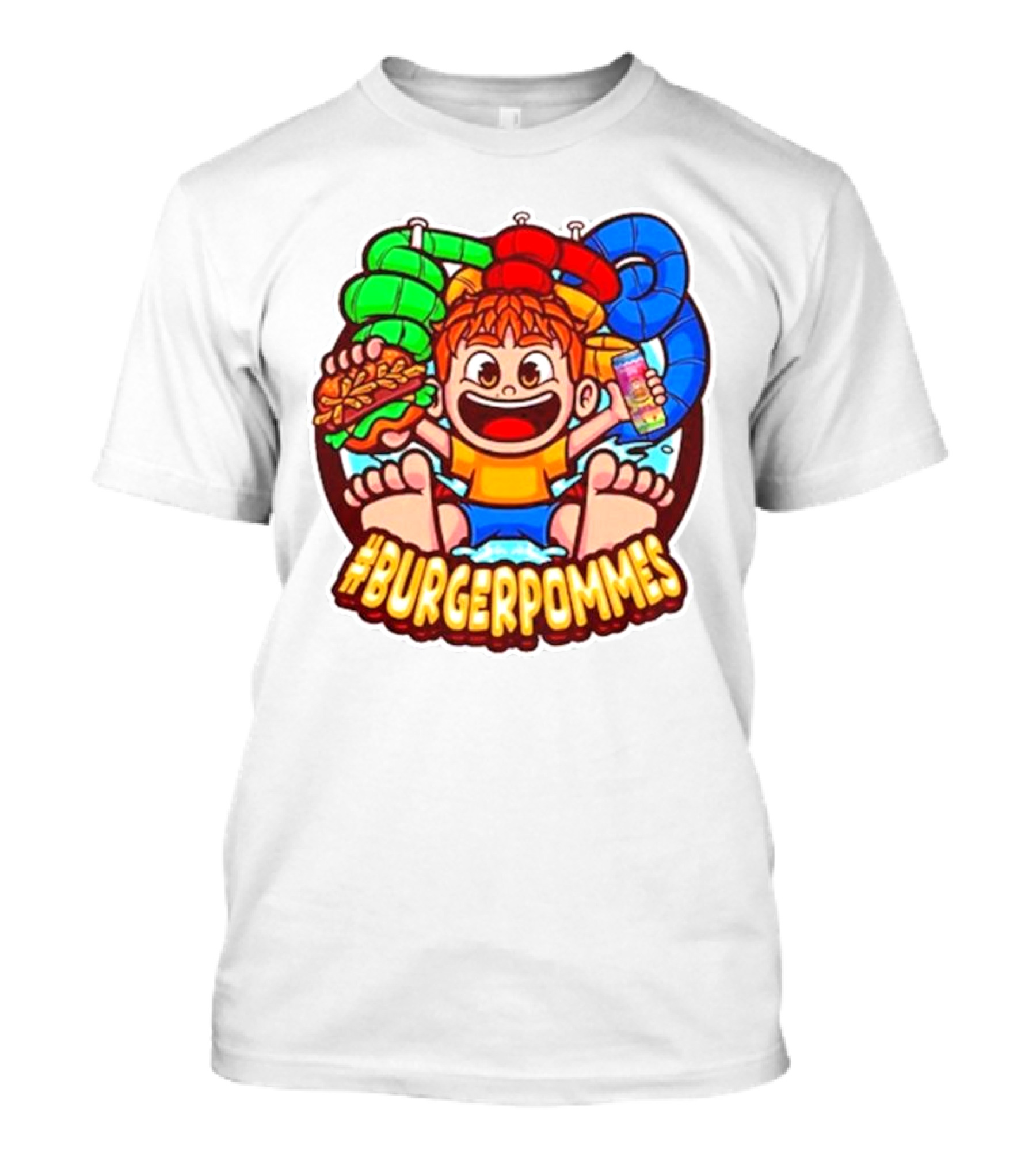 Lukasbs Burgerpommes Wasserpark Kids Fun Graphic With Slides And Snacks T-Shirt