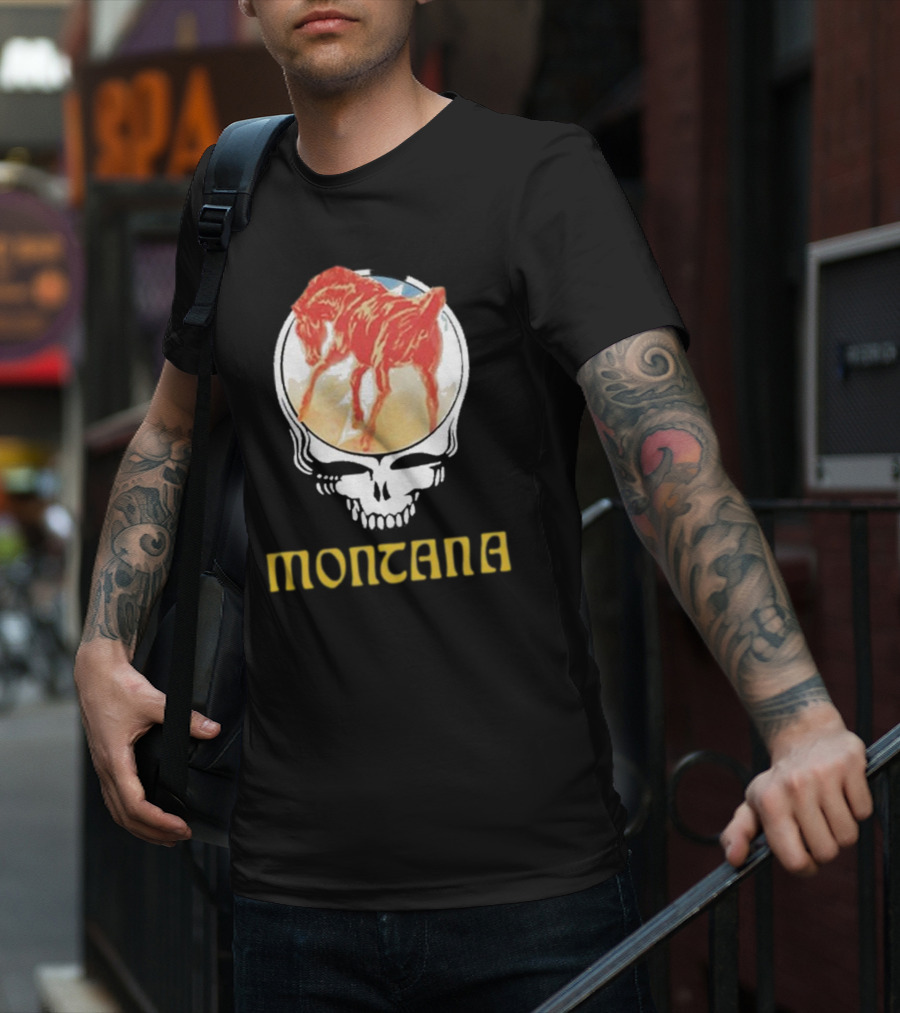 Montana United States Of Dead Horse Skull T-Shirt