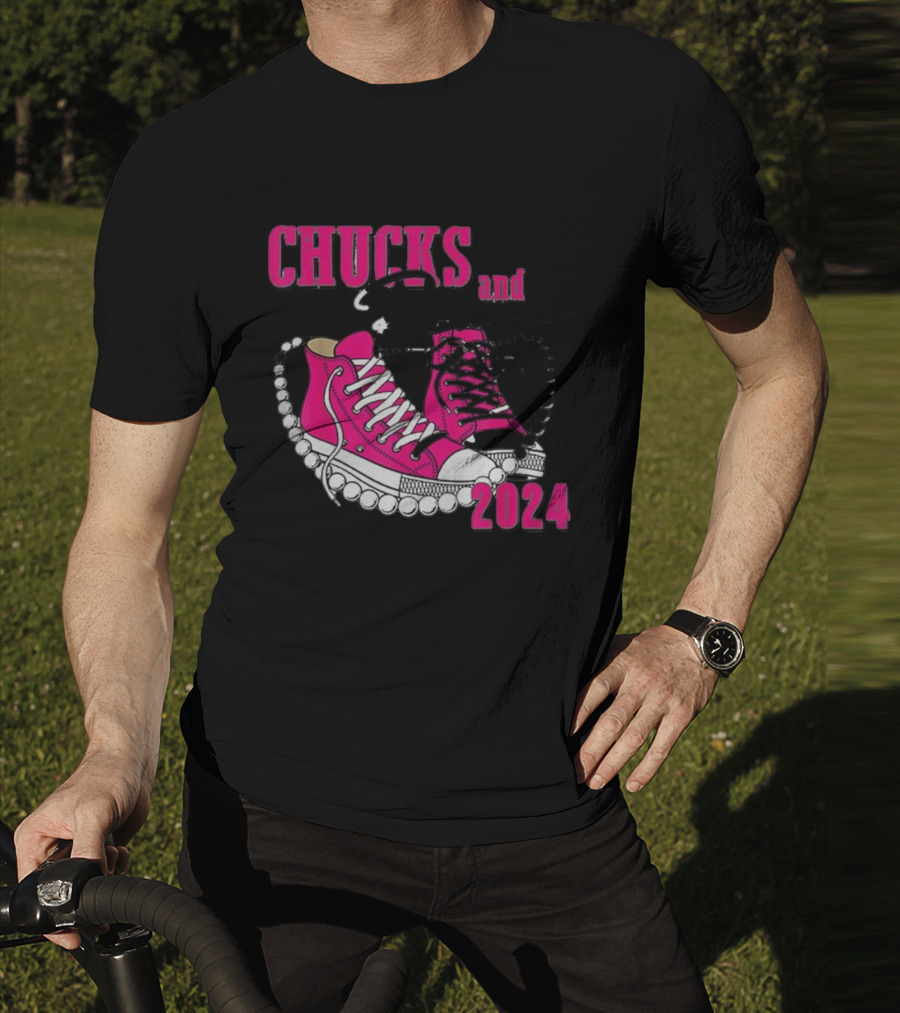 Chucks And Pearls Pink Sneakers T-Shirt