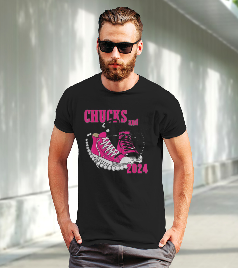 Chucks And Pearls Pink Sneakers T-Shirt