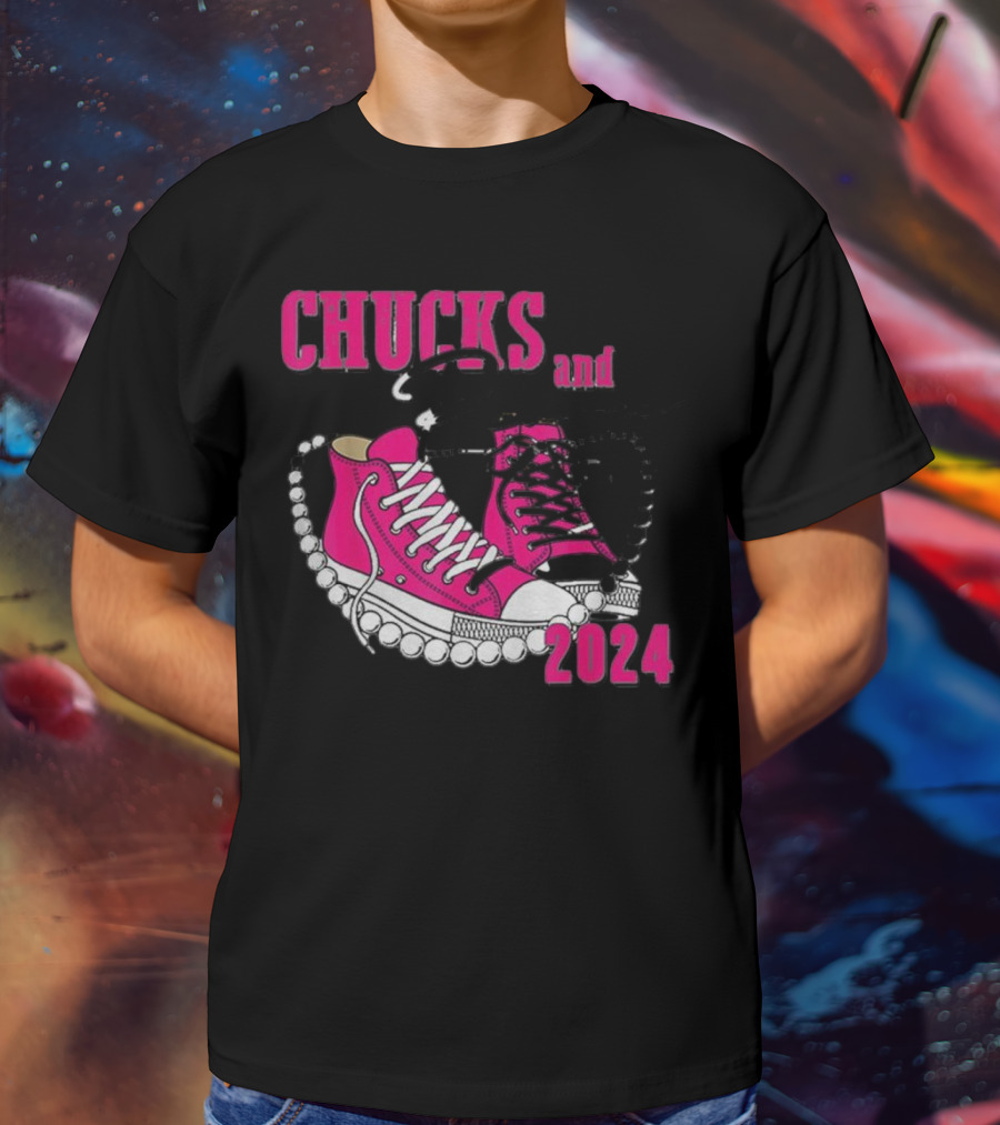 Chucks And Pearls Pink Sneakers T-Shirt
