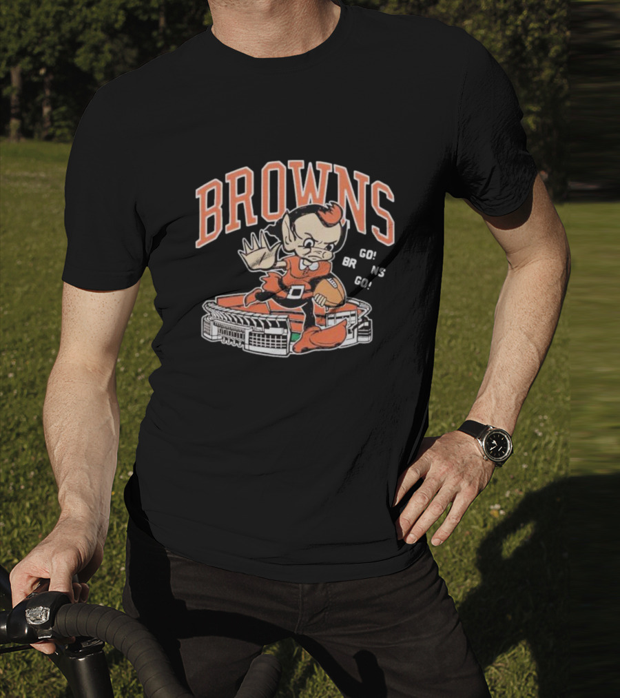 Browns Brownie Stiff Arm Go Go Brns Stadium T-Shirt