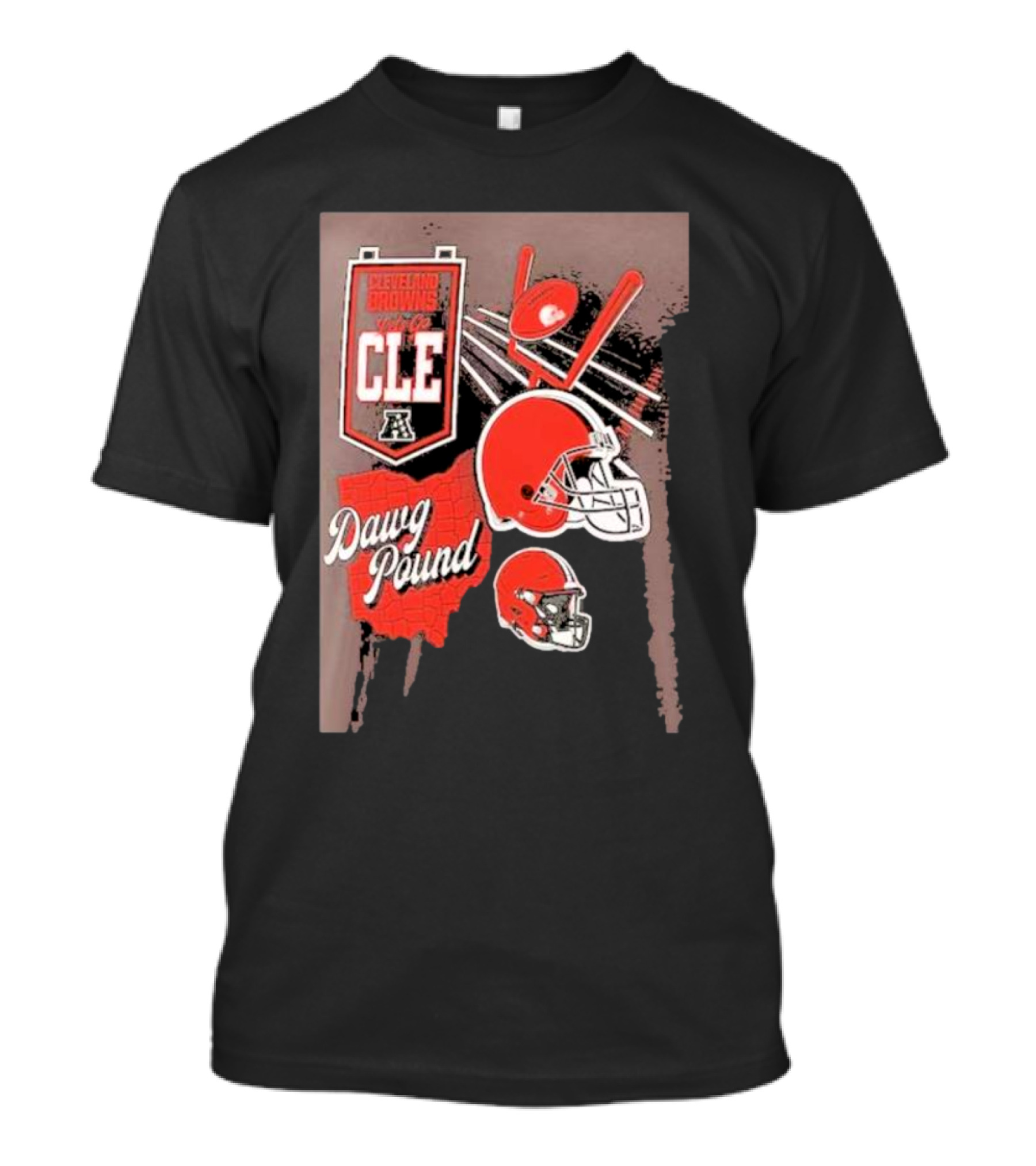 Cleveland Browns Dawg Pound Helmet CLE Football Fanatics Branded Split Zone T-Shirt