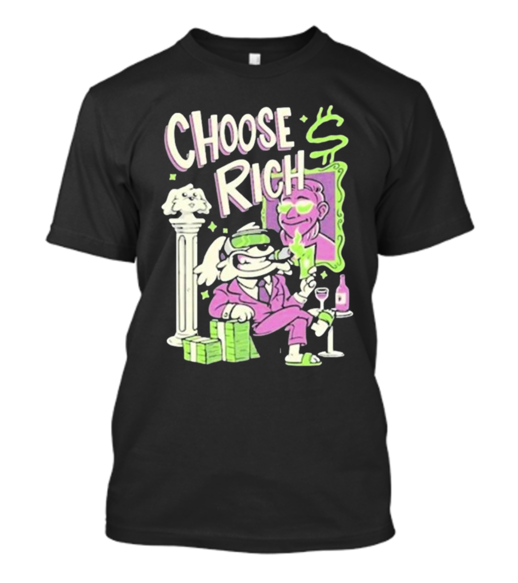 Choose Rich Money Lifestyle Cartoon T-Shirt