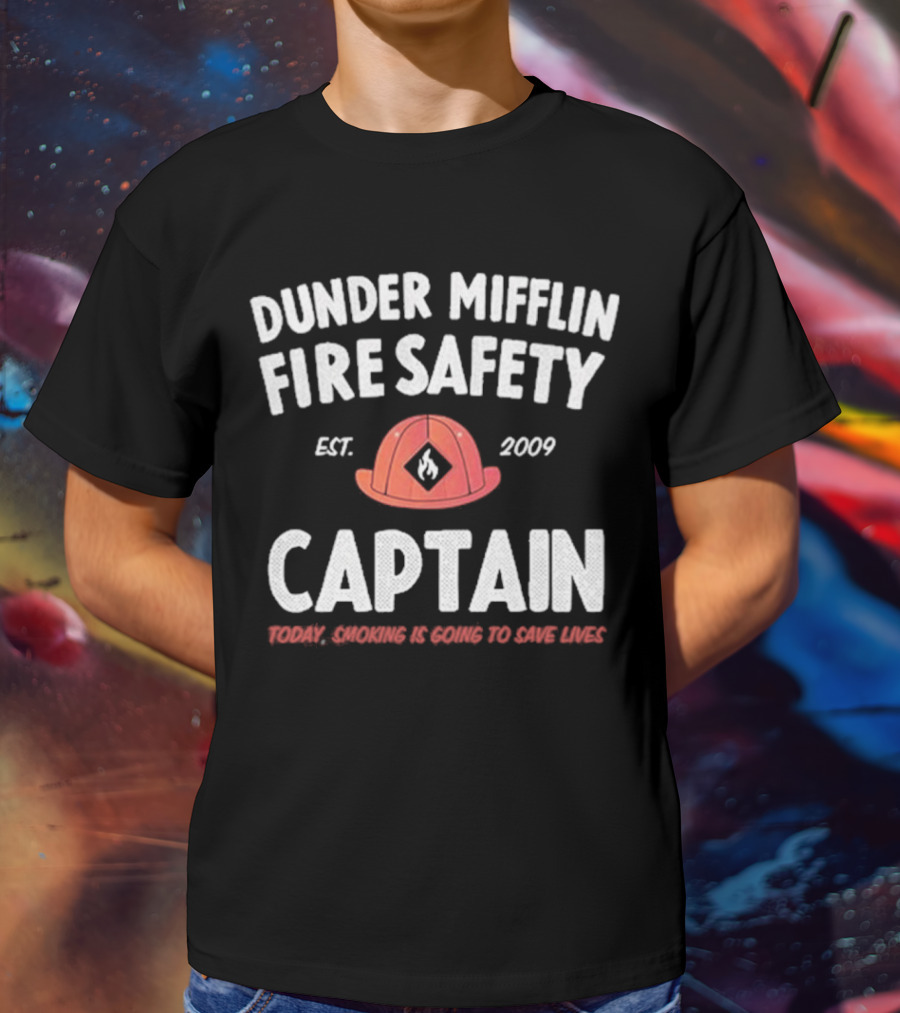 Dunder Mifflin Fire Safety Captain Est. 2009 Smoking Is Going To Save Lives T-Shirt