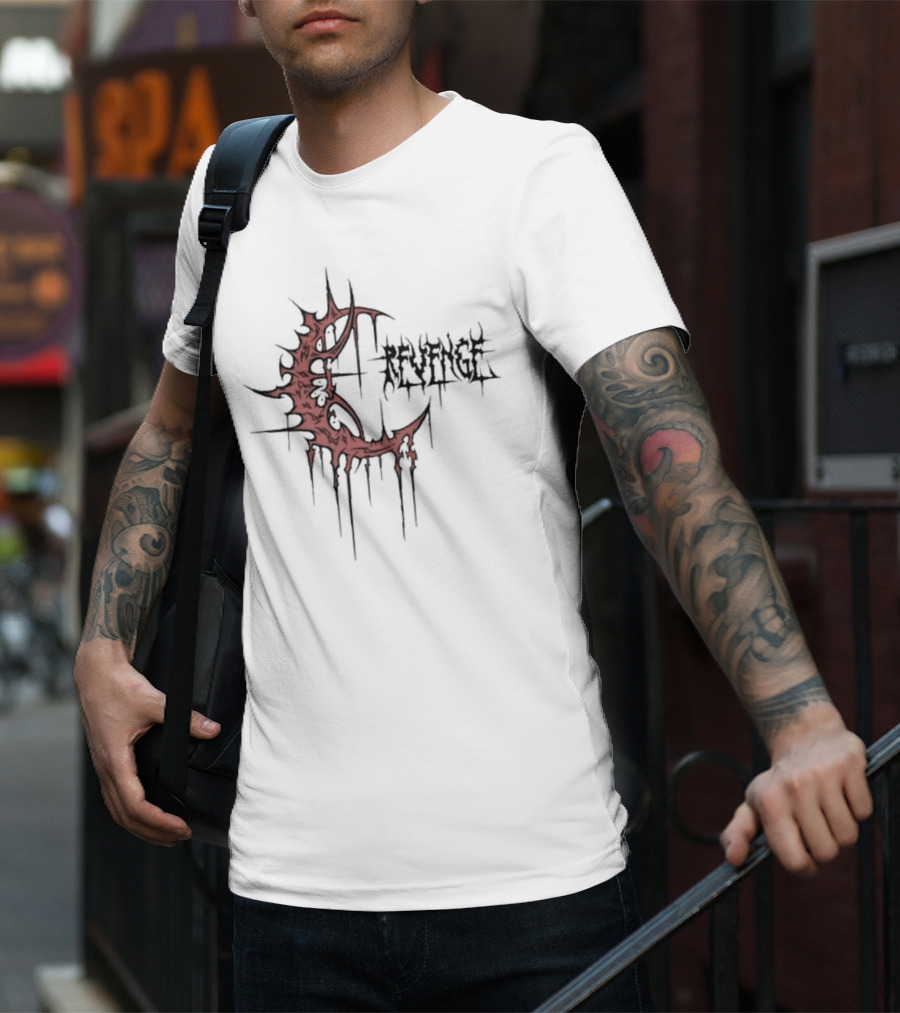 Revenge Crescent Gothic Drip Red Emblem T-Shirt