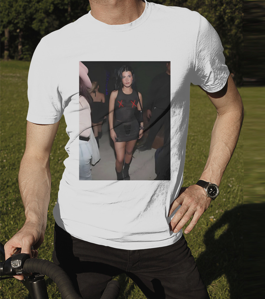 Charli D’Amelio Black Mesh Dress With Red X Details T-Shirt