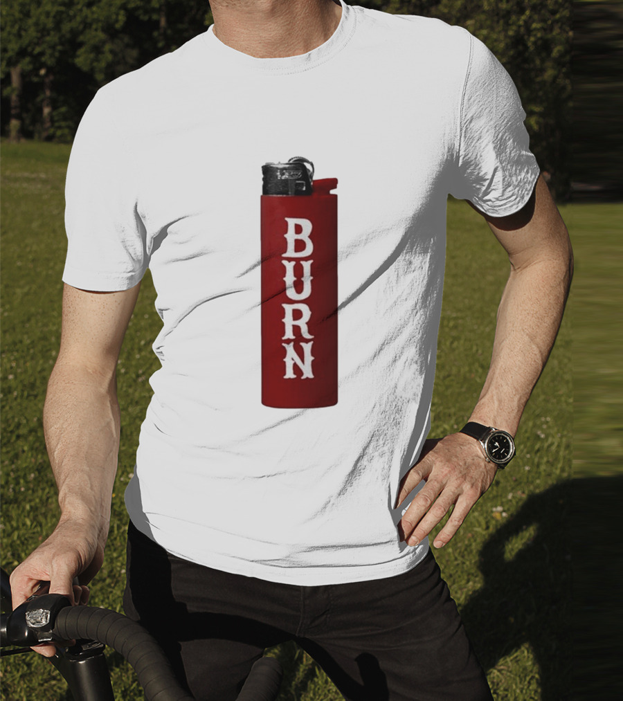 Eaj Burn Red Lighter Vertical Text T-Shirt