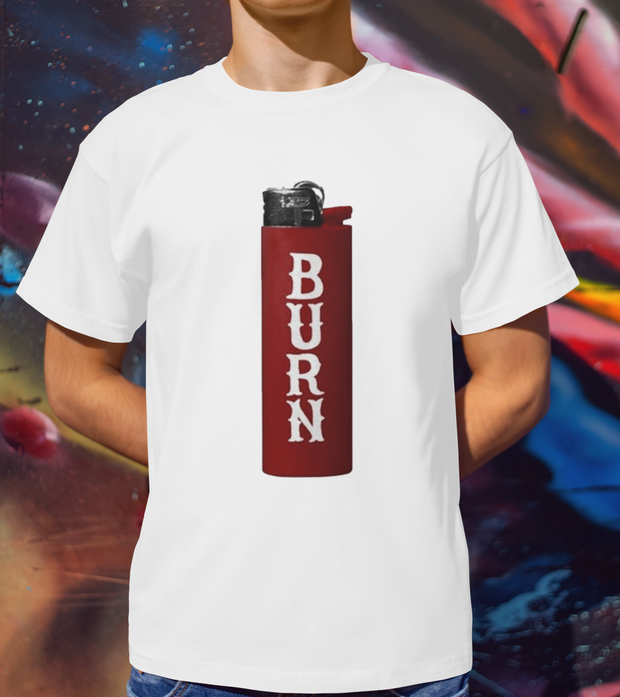 Eaj Burn Red Lighter Vertical Text T-Shirt