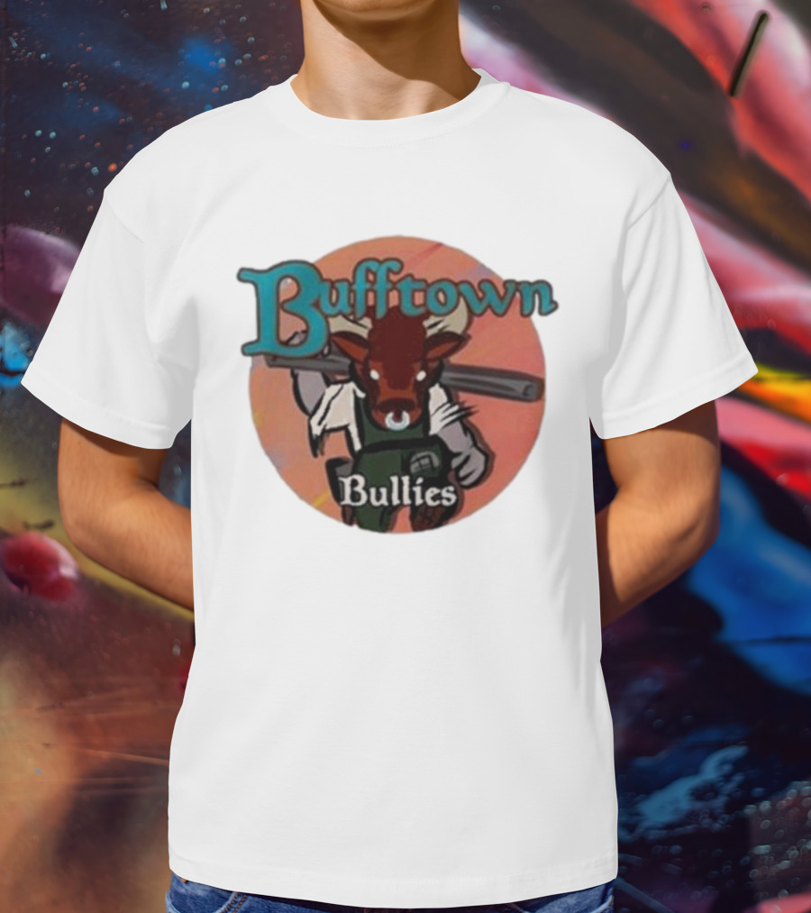 Bufftown Bullies Bull Character Holding Bat T-Shirt