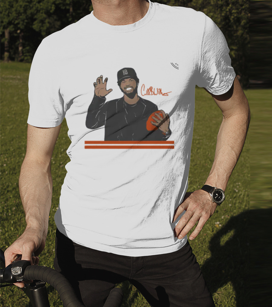 Caleb Williams Claw Pose Signature With Football And Cap Number 18 T-Shirt