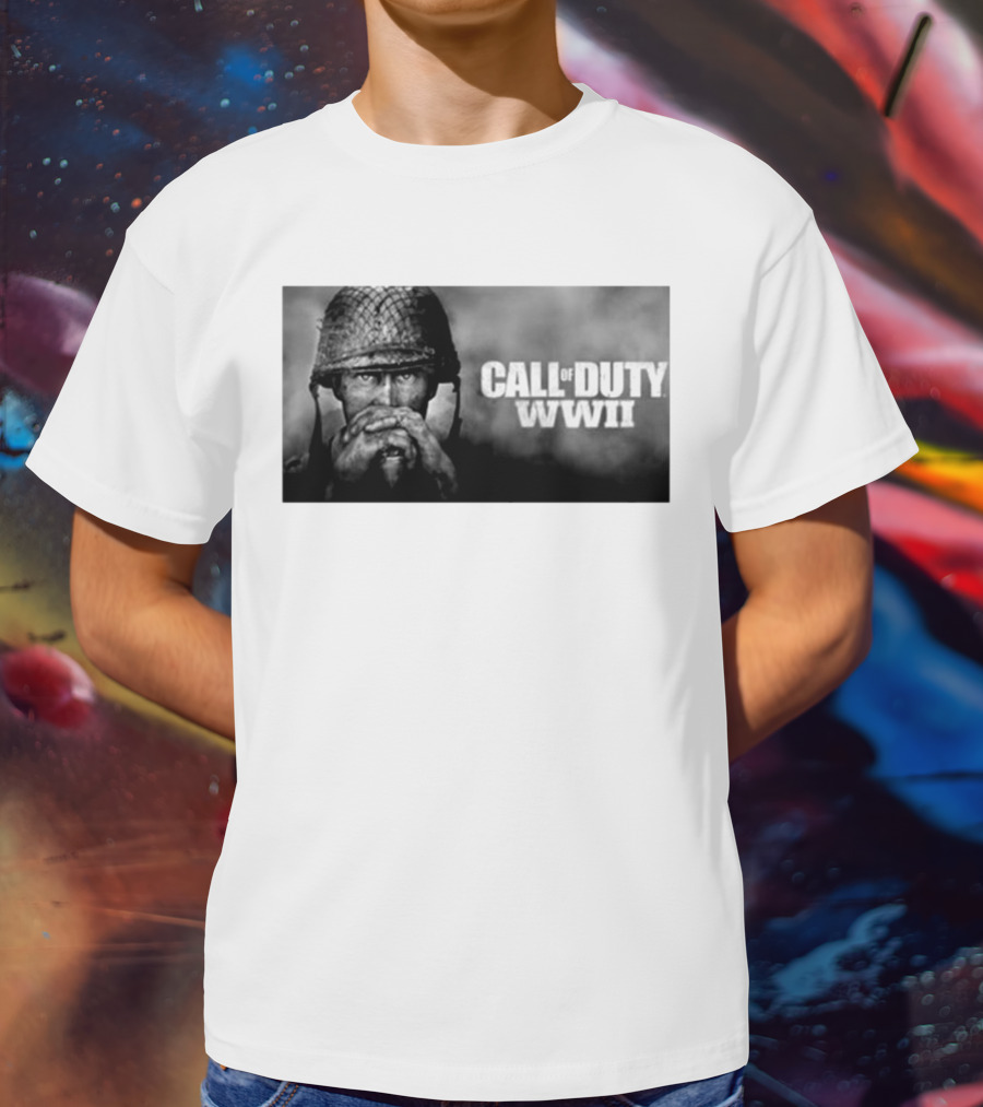Call Of Duty WWII Soldier Image Black And White T-Shirt