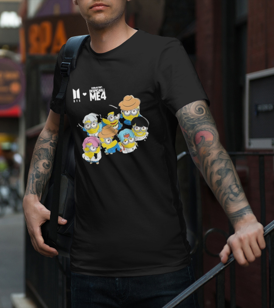 BTS Minions Collaboration Despicable Me 4 Characters Fashion Mashup T-Shirt