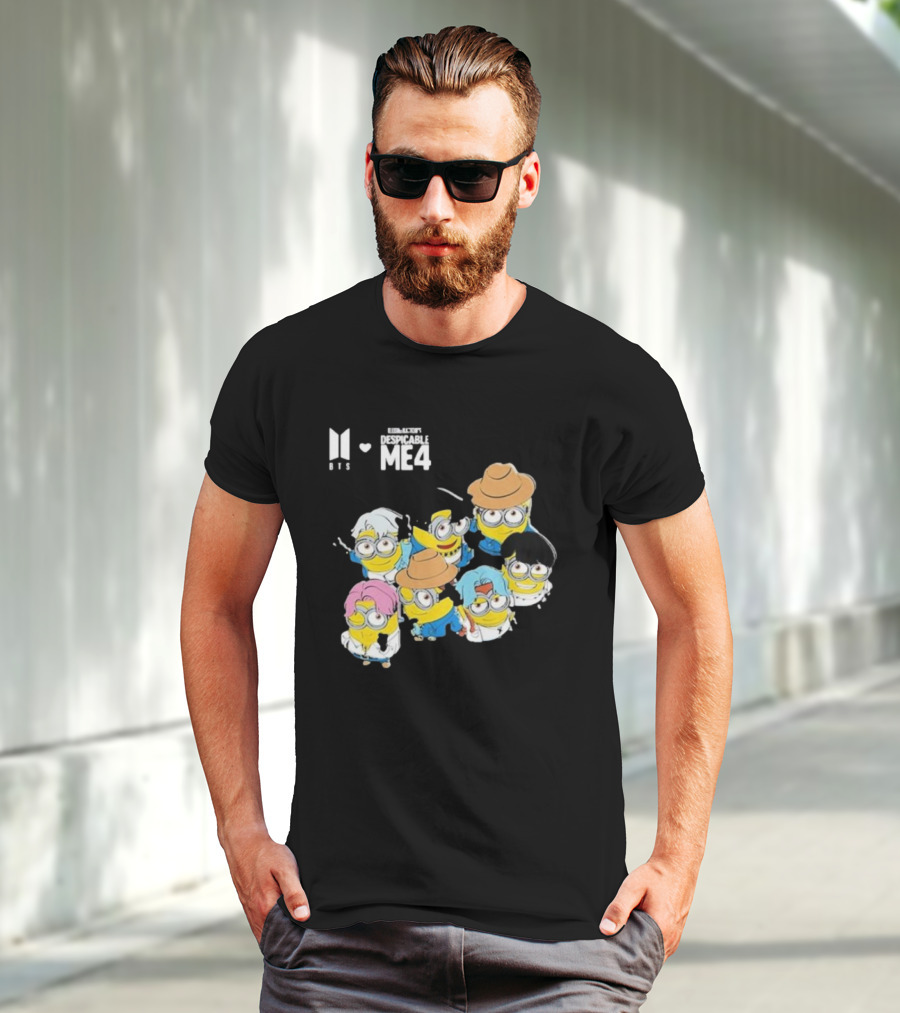 BTS Minions Collaboration Despicable Me 4 Characters Fashion Mashup T-Shirt