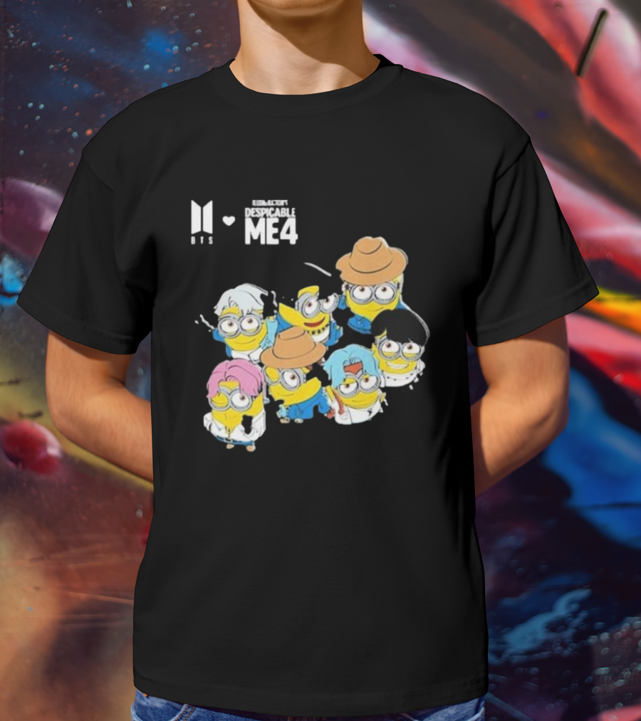 BTS Minions Collaboration Despicable Me 4 Characters Fashion Mashup T-Shirt