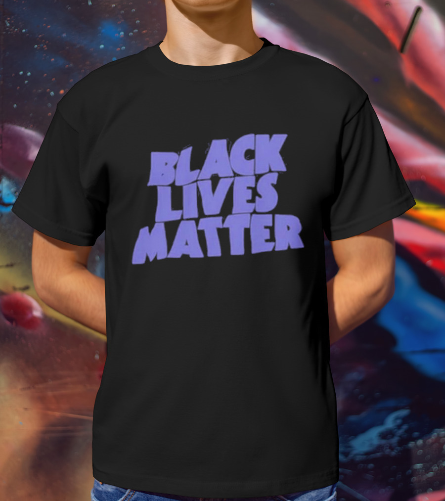 Black Lives Matter Black Tee Simple Blue Text T-Shirt