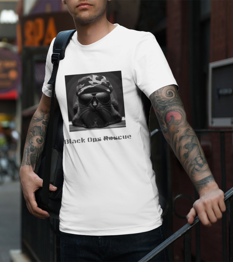 Black Ops Rescue Women’s Cat Military Style Camouflage Hat Sunglasses T-Shirt