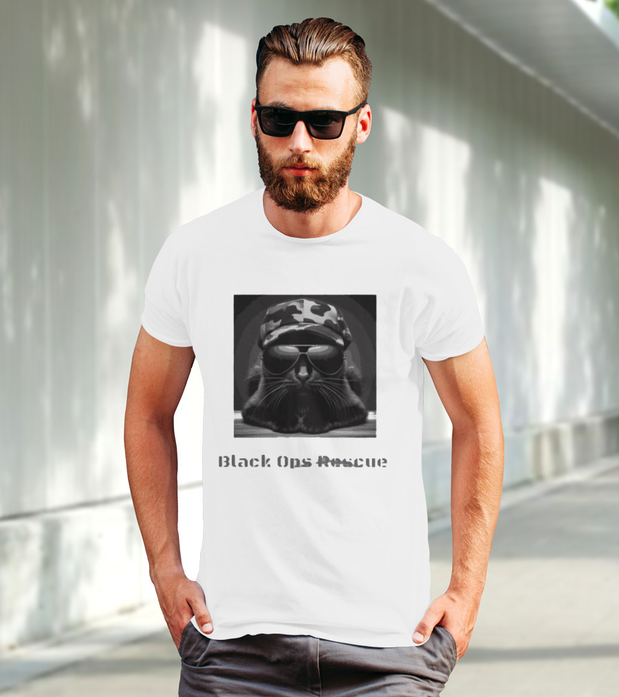 Black Ops Rescue Women’s Cat Military Style Camouflage Hat Sunglasses T-Shirt