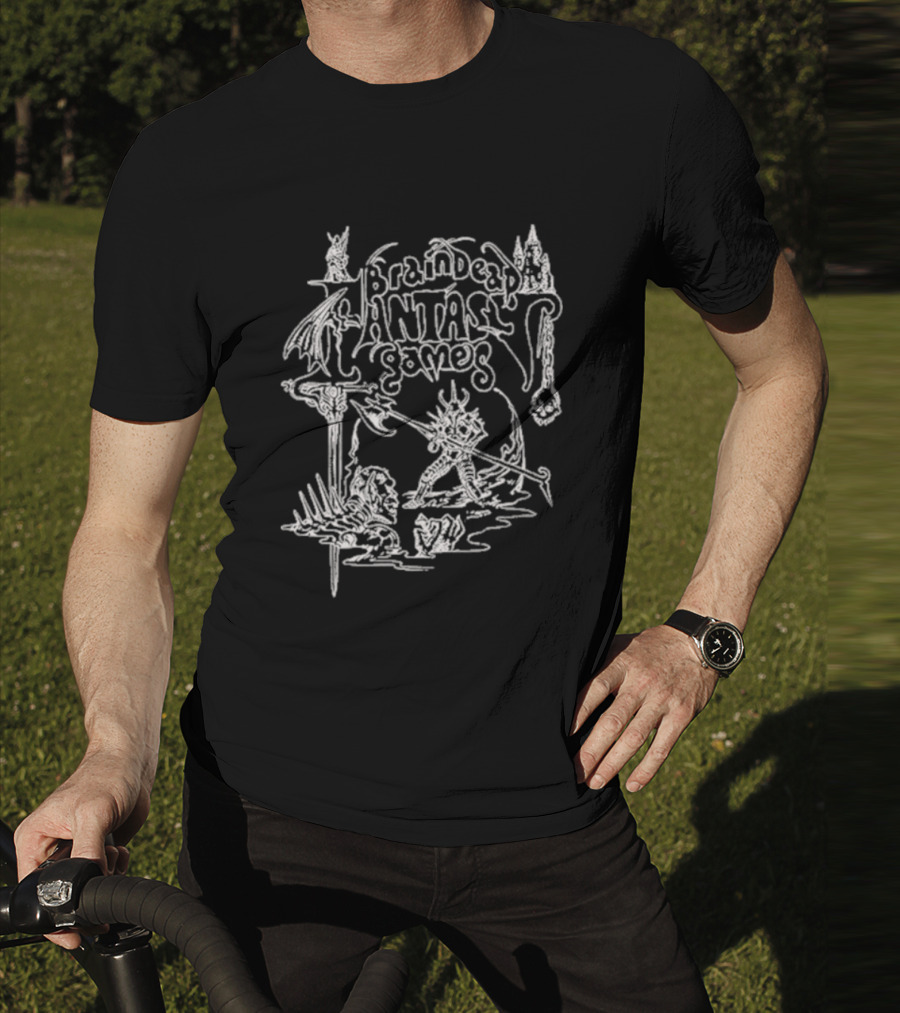 Braindead Fantasy Games Dungeon Crawler Skeleton Monster Battle T-Shirt