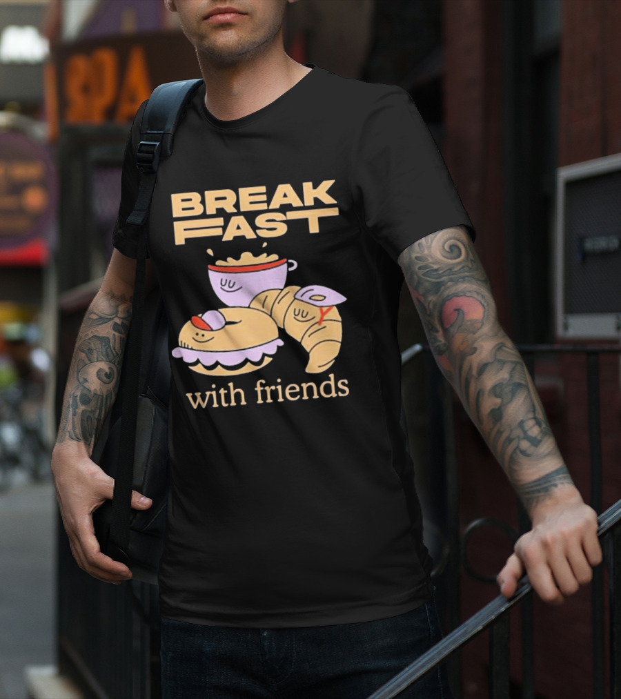 Breakfast With Friends Breakfast Racing Team Cup Croissant Bun T-Shirt