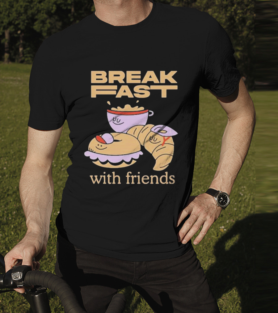 Breakfast With Friends Breakfast Racing Team Cup Croissant Bun T-Shirt