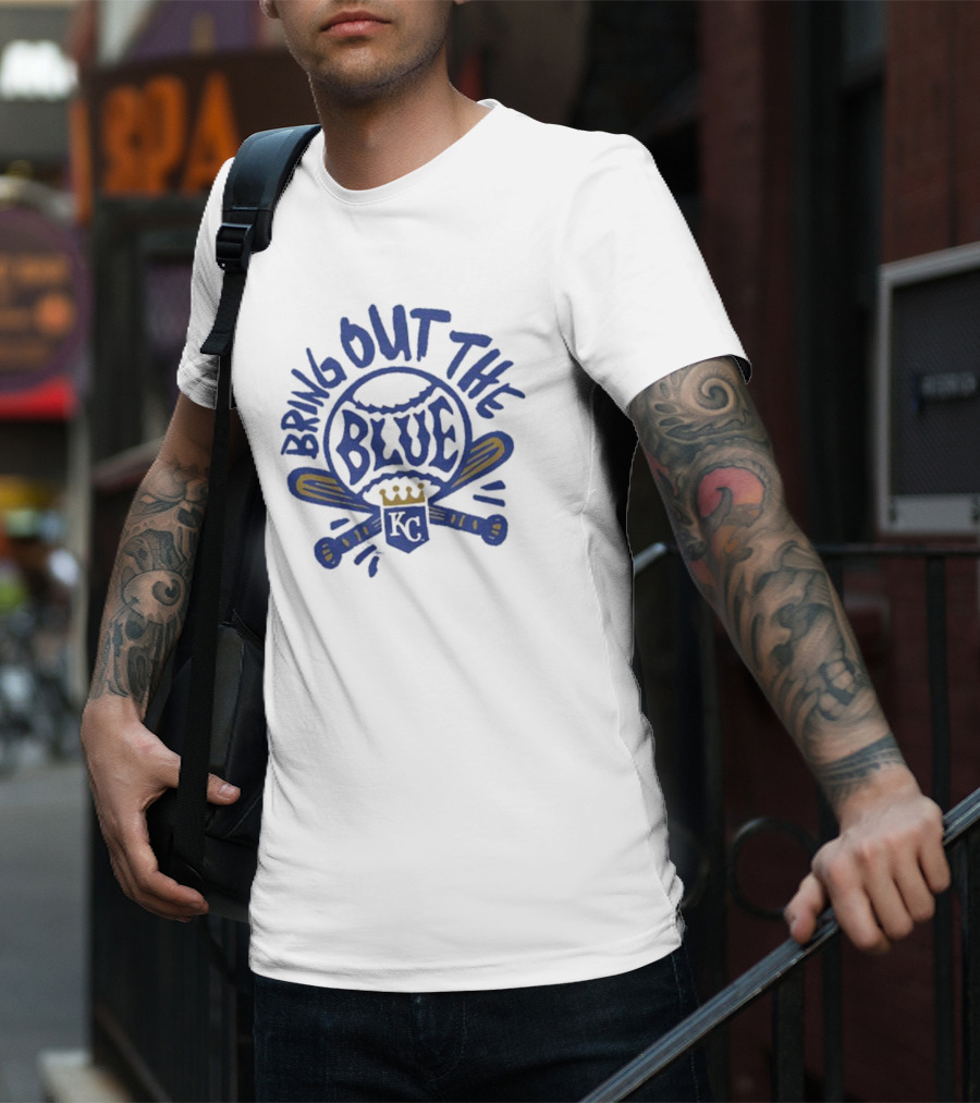 Bring Out The Blue KC Baseball Crown Bats T-Shirt