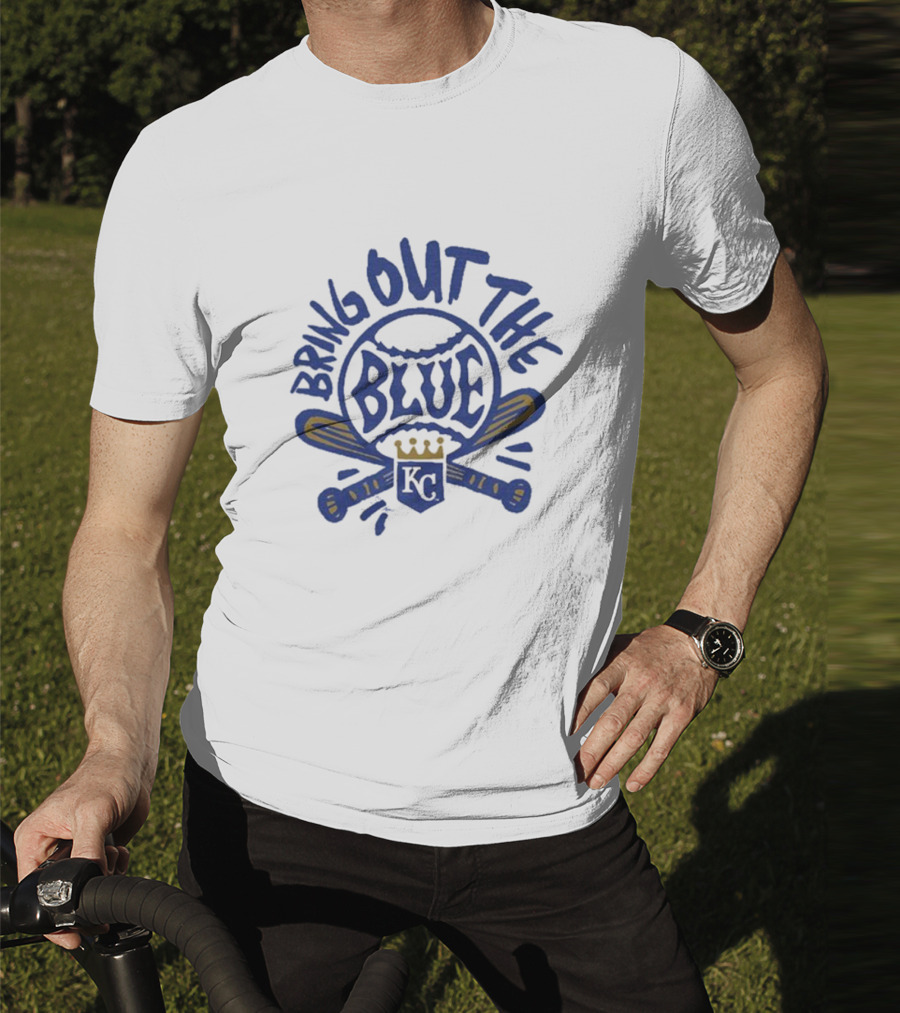 Bring Out The Blue KC Baseball Crown Bats T-Shirt