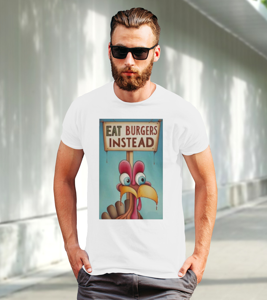 Eat Burgers Instead Funny Turkey Cartoon T-Shirt