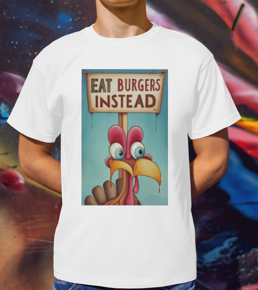 Eat Burgers Instead Funny Turkey Cartoon T-Shirt
