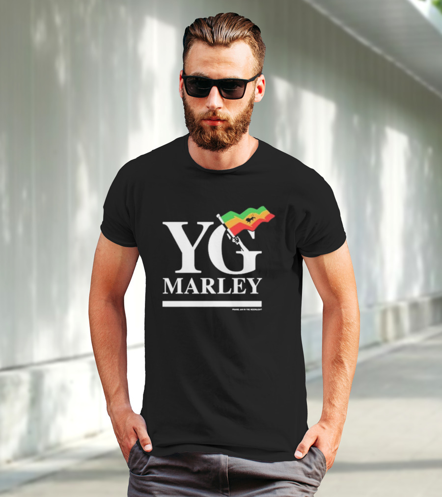 YG Marley Flag Emancipate Yourself Praise Jah In The Moonlight T-Shirt
