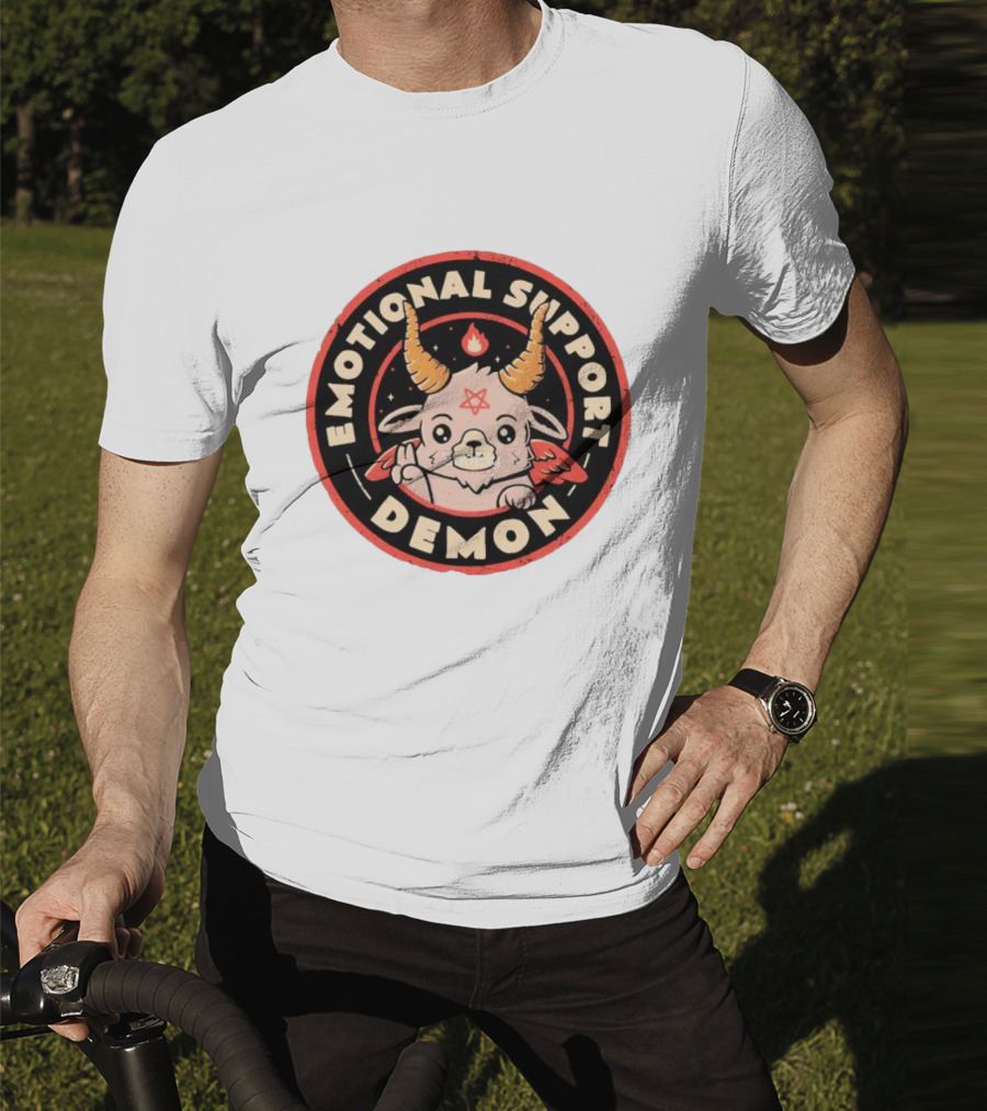 Emotional Support Demon Cute Devil Goat With Wings And Fire T-Shirt