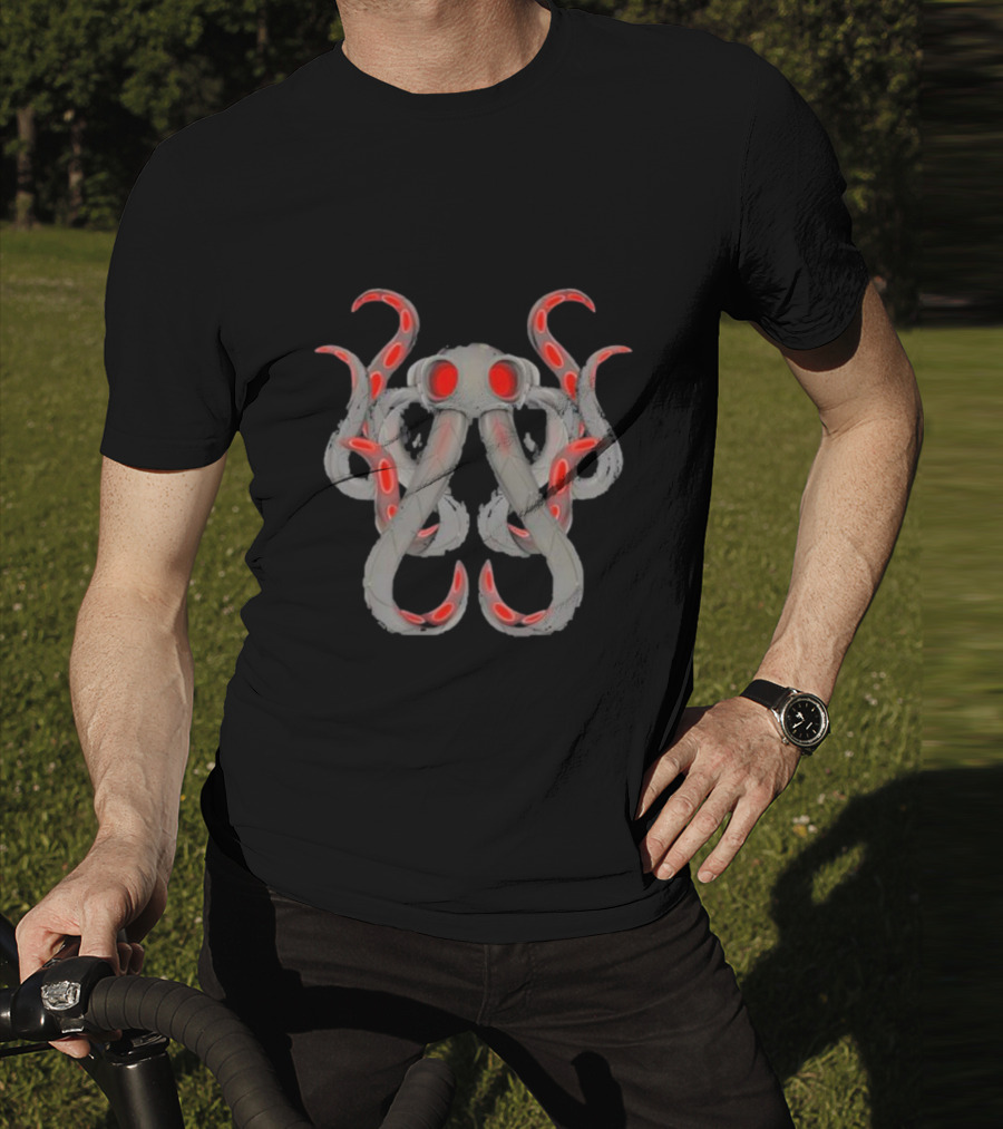 Endra Wearing Ollie Ollie Red-Eyed Octopus T-Shirt