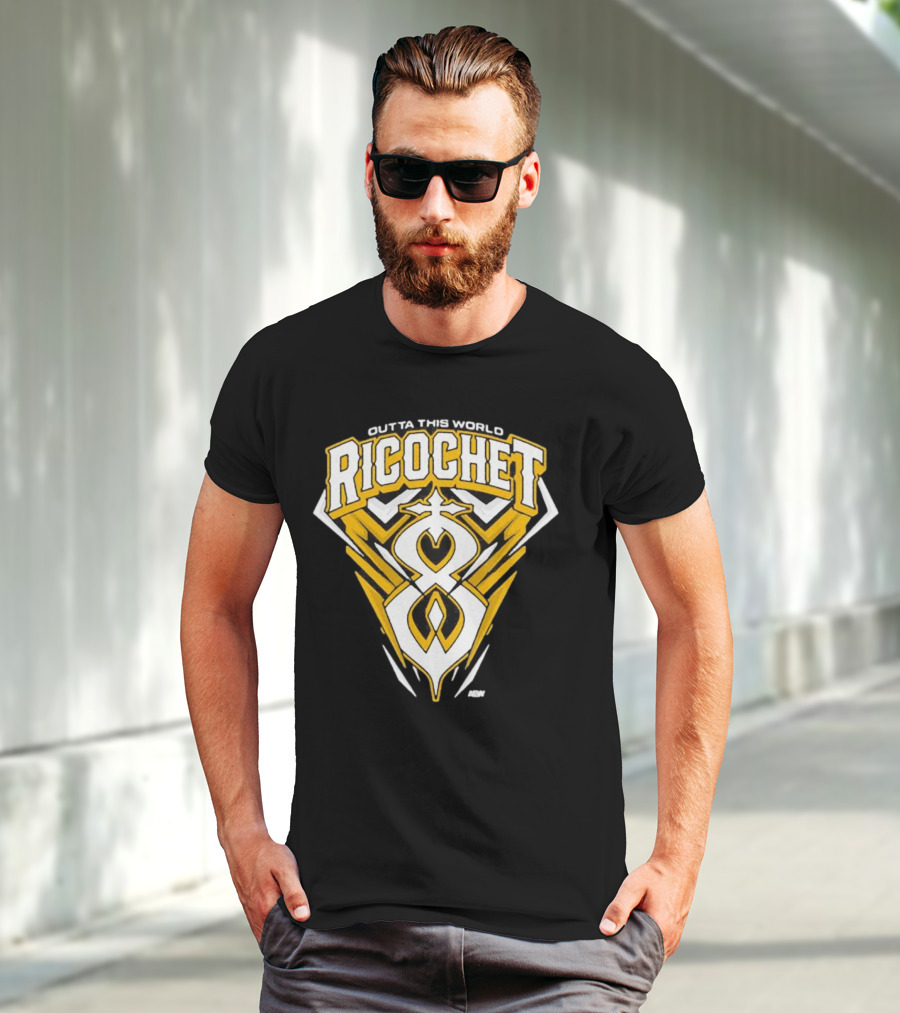 Outta This World Ricochet AEW Logo Yellow Black T-Shirt