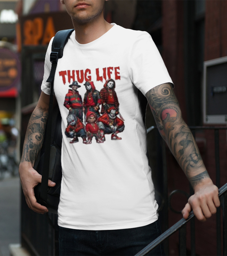 Thug Life Horror Clown Gang Red Hoodies T-Shirt