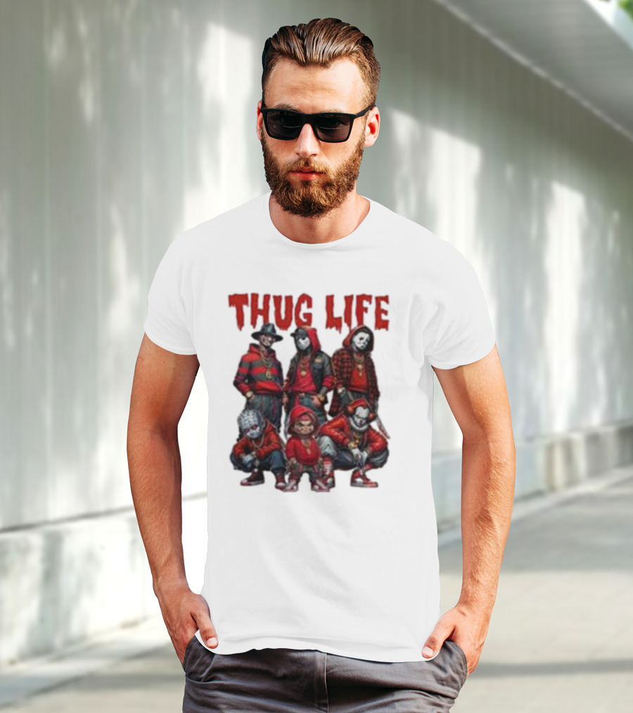 Thug Life Horror Clown Gang Red Hoodies T-Shirt