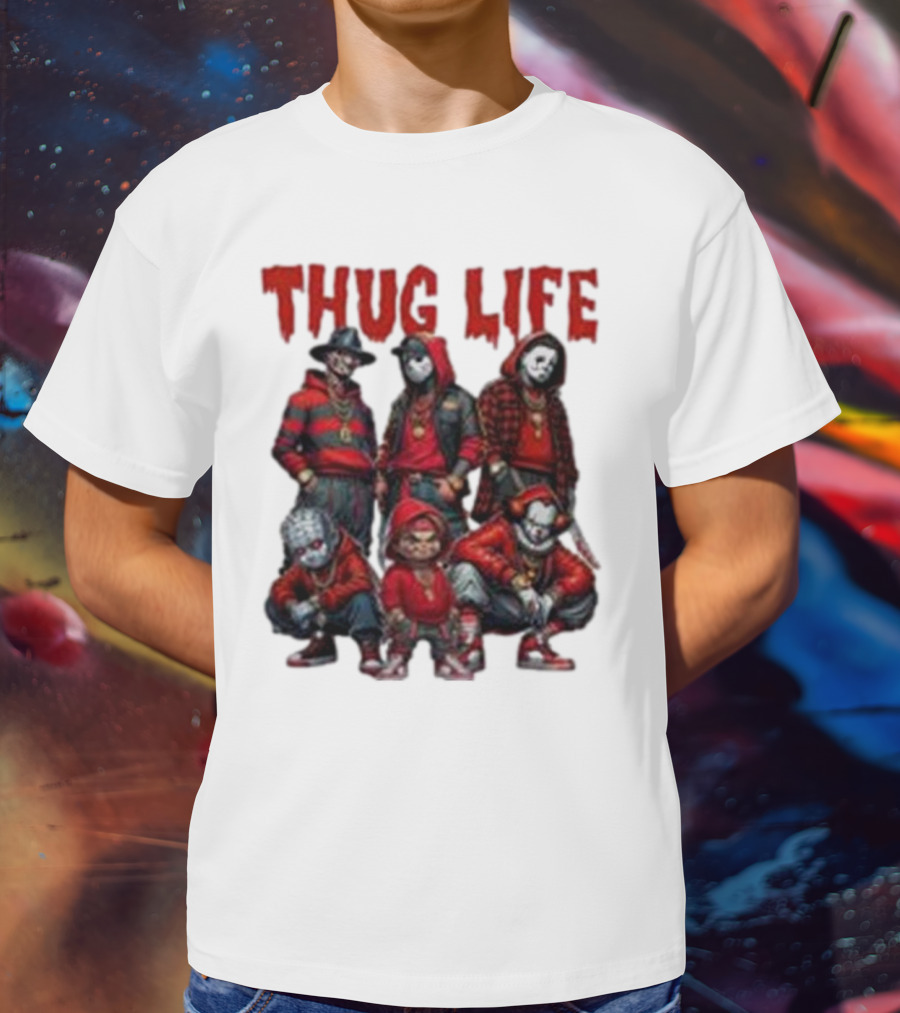 Thug Life Horror Clown Gang Red Hoodies T-Shirt